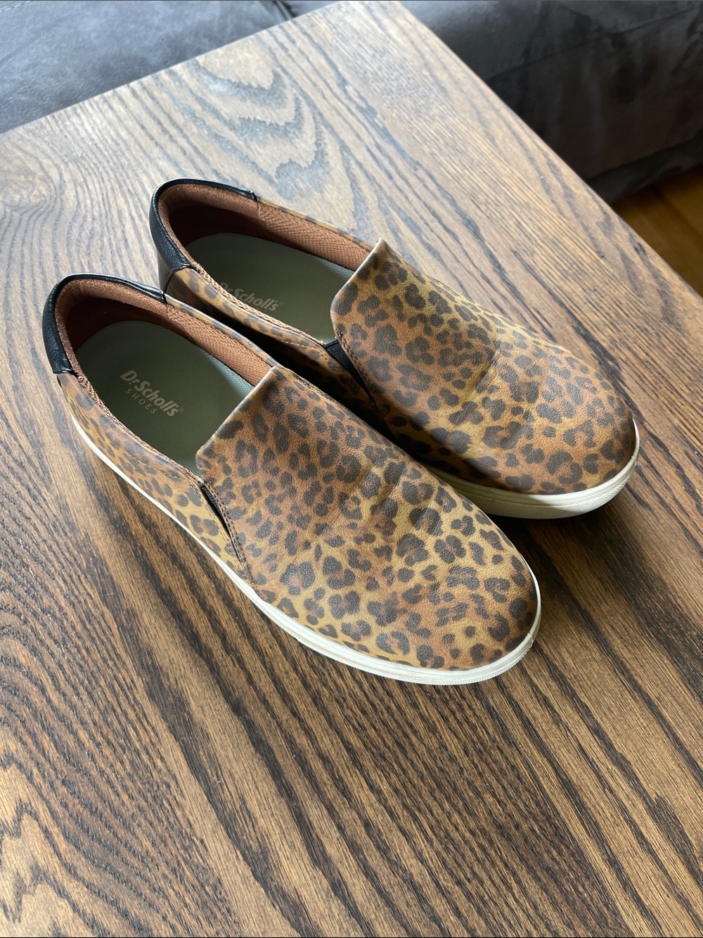 Dr. Scholl's Leopard Print Slip-On Shoes in Brown and Black